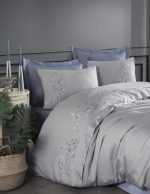 Lenjerie pat 2 persoane DANTELA Alya - Gri - imagine 4