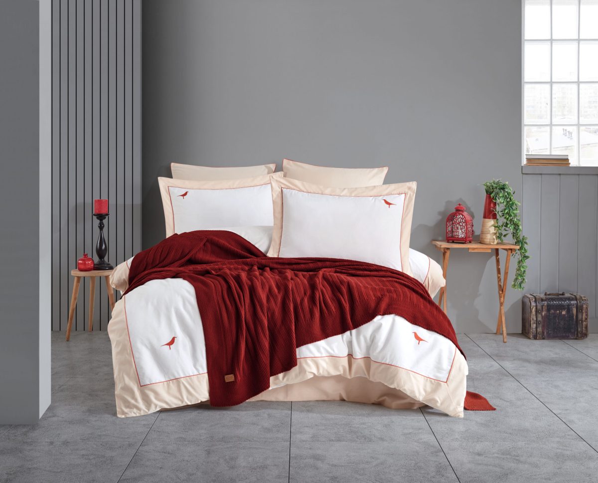 Cuvertura + Lenjerie Pat 2 Persoane Hobby Fansy -Bordo - imagine 2