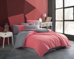 Lenjerie Pat 2 Persoane Hobby Poplin Diamond Uni - Koral