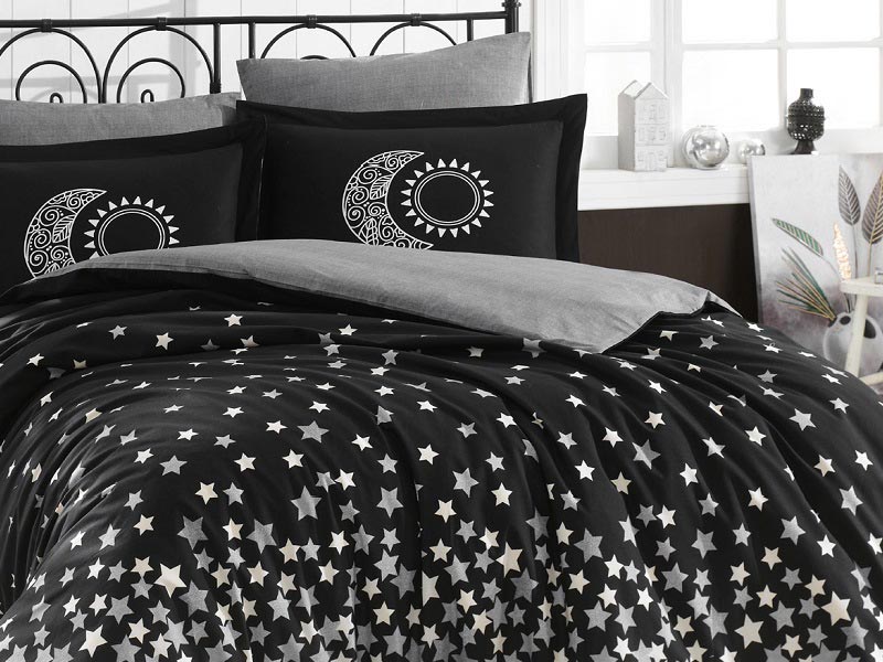 Hobby-Stars-Black.jpg Lenjerie Pat 2 Persoane Hobby Stars - Black - imagine 1