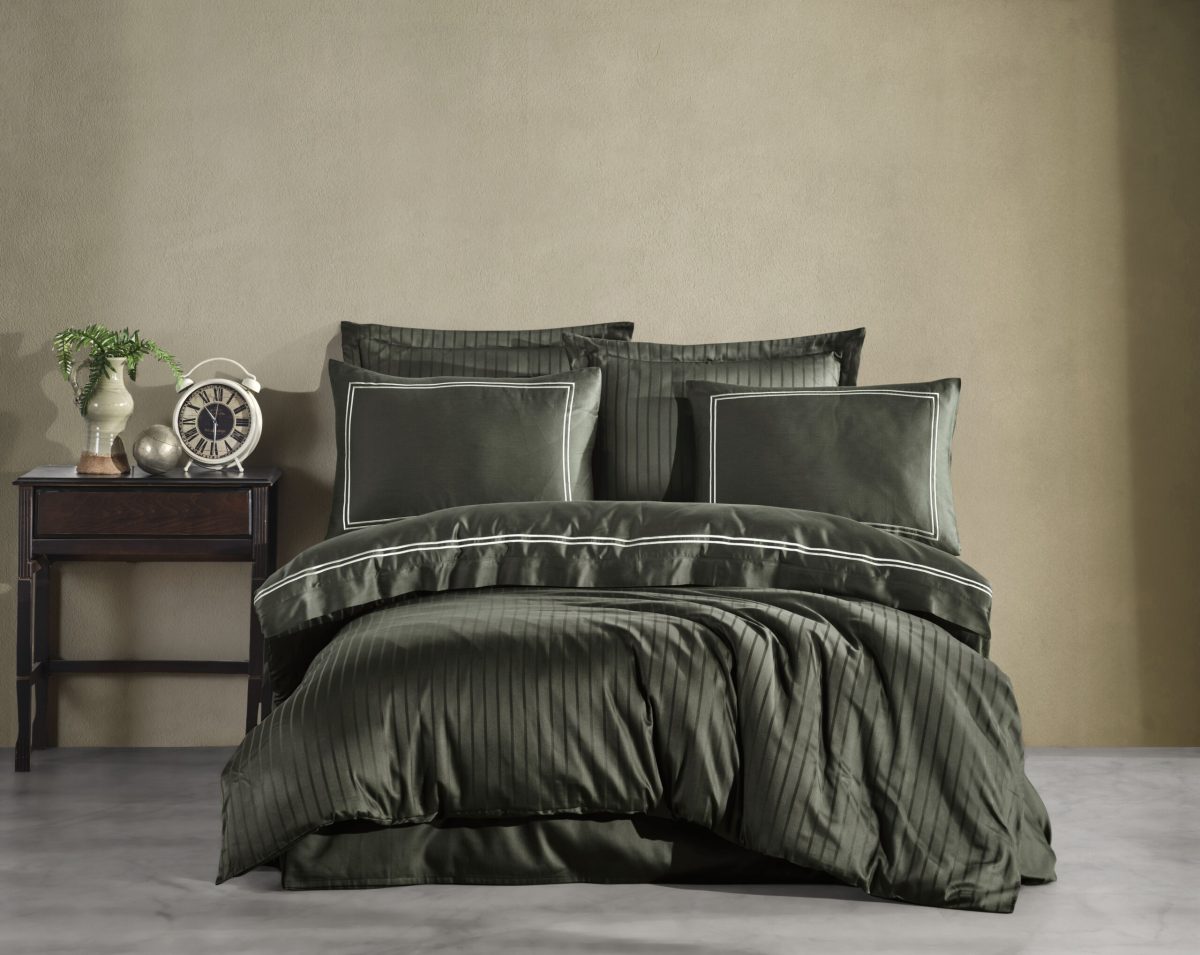 Lenjerie pat 2 persoane DANTELA  Imge - kaki - imagine 2