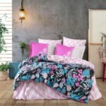 Lenjerie Pat 2 Persoane Hobby Monstera - Fucsya