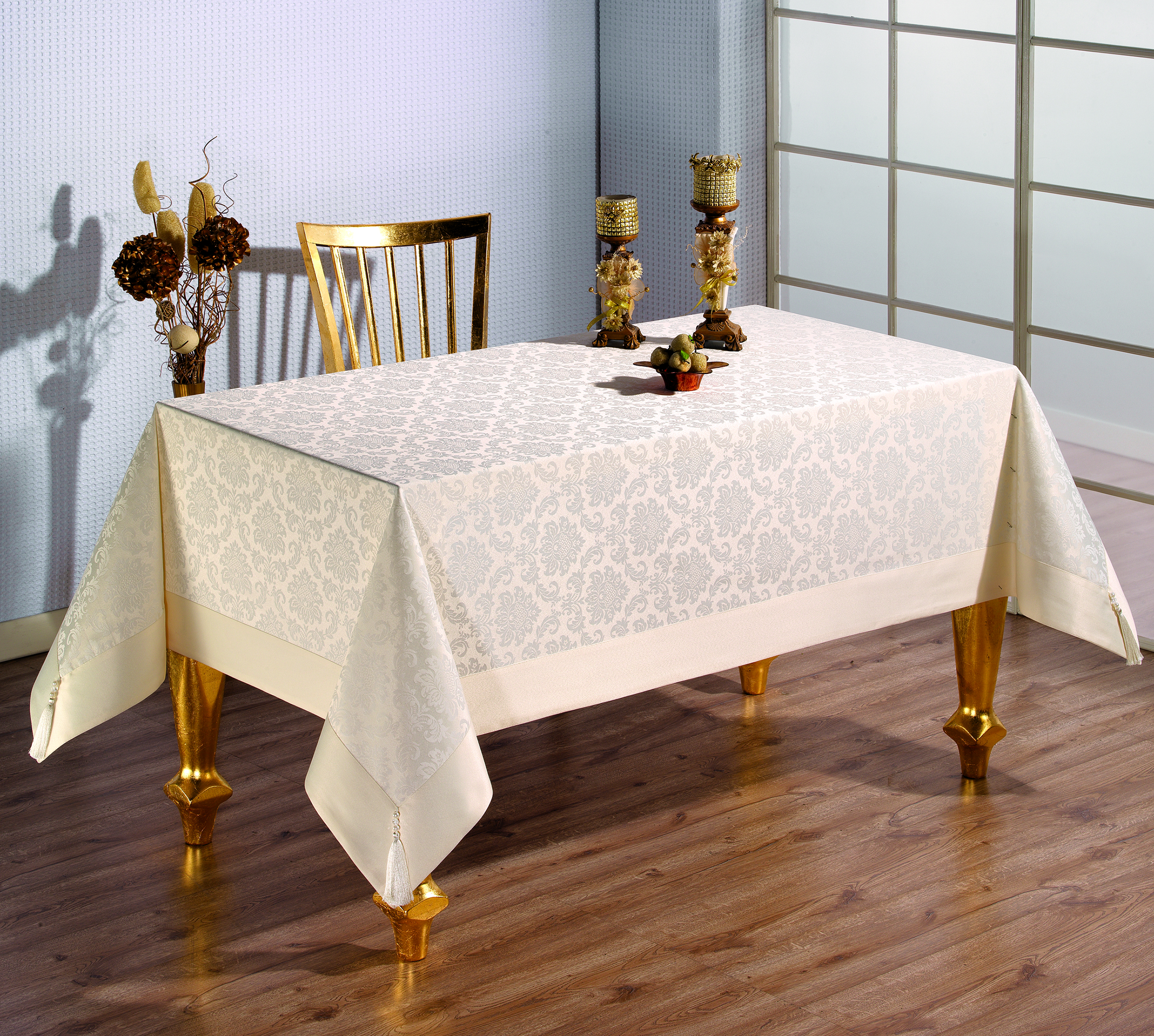POLYCOTTON-PUSKULLU-95-DAMASK-krem.jpg Fata de masa Tabe -Crem - Policoton- 160x220 cm - imagine 1
