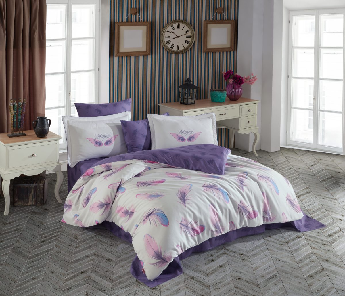 Lenjerie Pat 2 Persoane Hobby Paradise - Mor - imagine 2