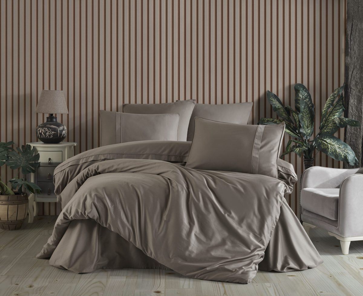 Lenjerie Pat 2 Persoane Hobby Plain - Camel - imagine 2