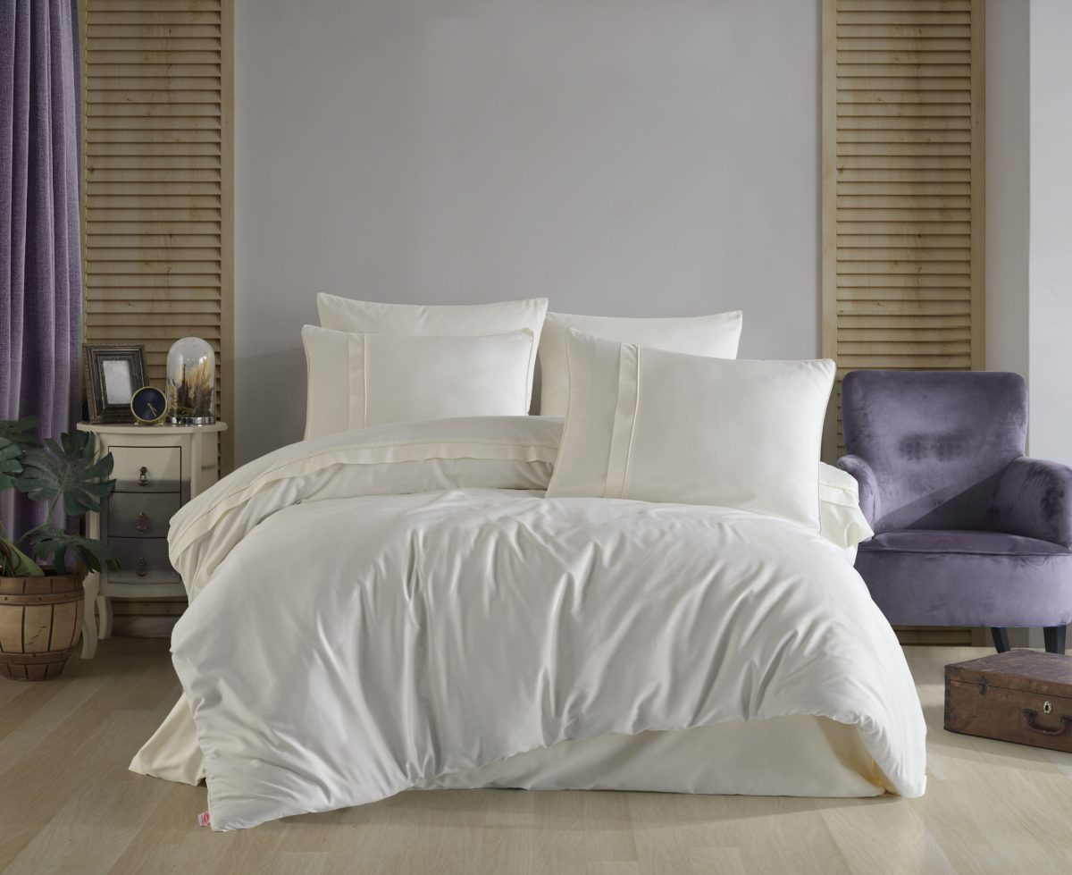 Lenjerie Pat 2 Persoane Hobby Plain - Crem - imagine 2
