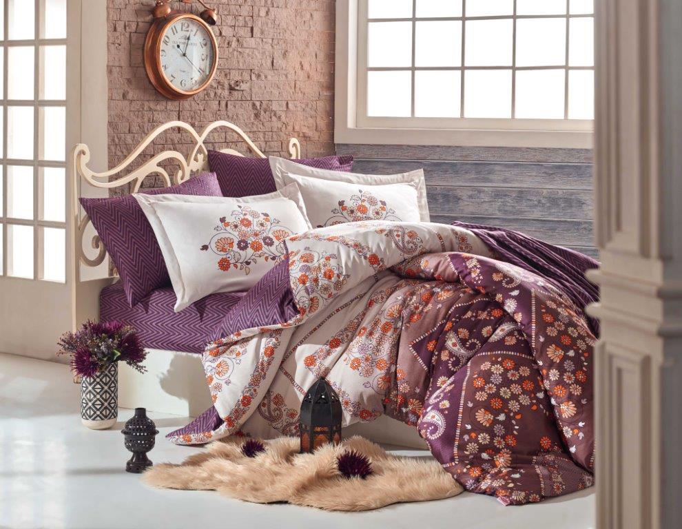 Sancha-Kahve.jpg Lenjerie Pat 2 Persoane Hobby Sancha - Caffe - imagine 1