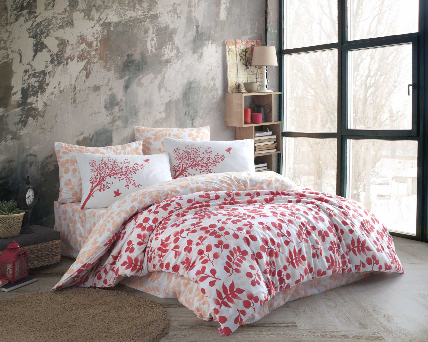Silvia-Kirmizi-b.jpg Lenjerie Pat 2 Persoane Hobby Silvia - Red - imagine 1