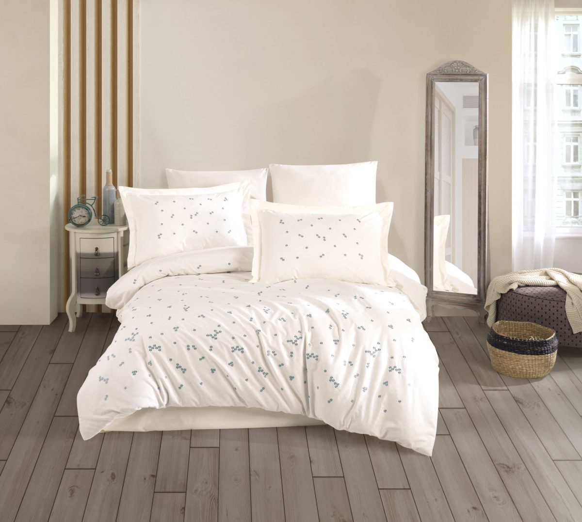 Lenjerie Pat 2 Persoane Hobby BRODERIE SPRING - KREM - imagine 2