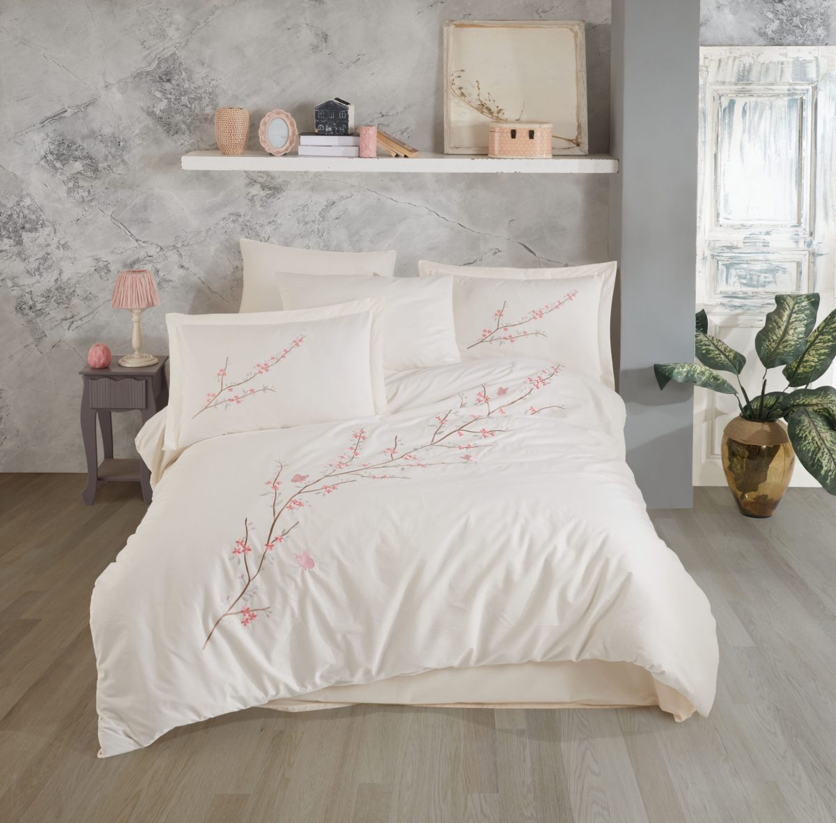 Lenjerie Pat 2 Persoane Hobby BRODERIE VERA - KREM - imagine 2