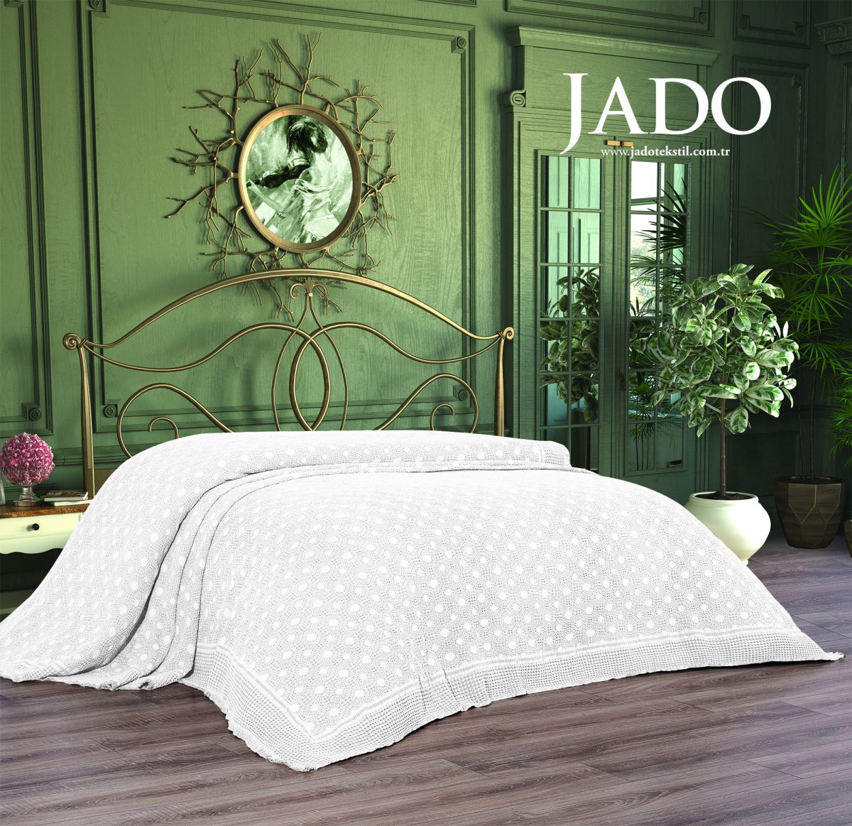 Cuvertura Pat Jado Pano Pike - Geometric - Alb - imagine 2