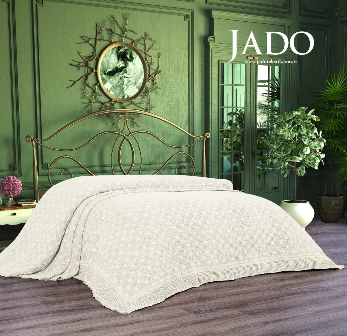 Cuvertura Pat Jado Pano Pike - Geometric - Crem - imagine 2