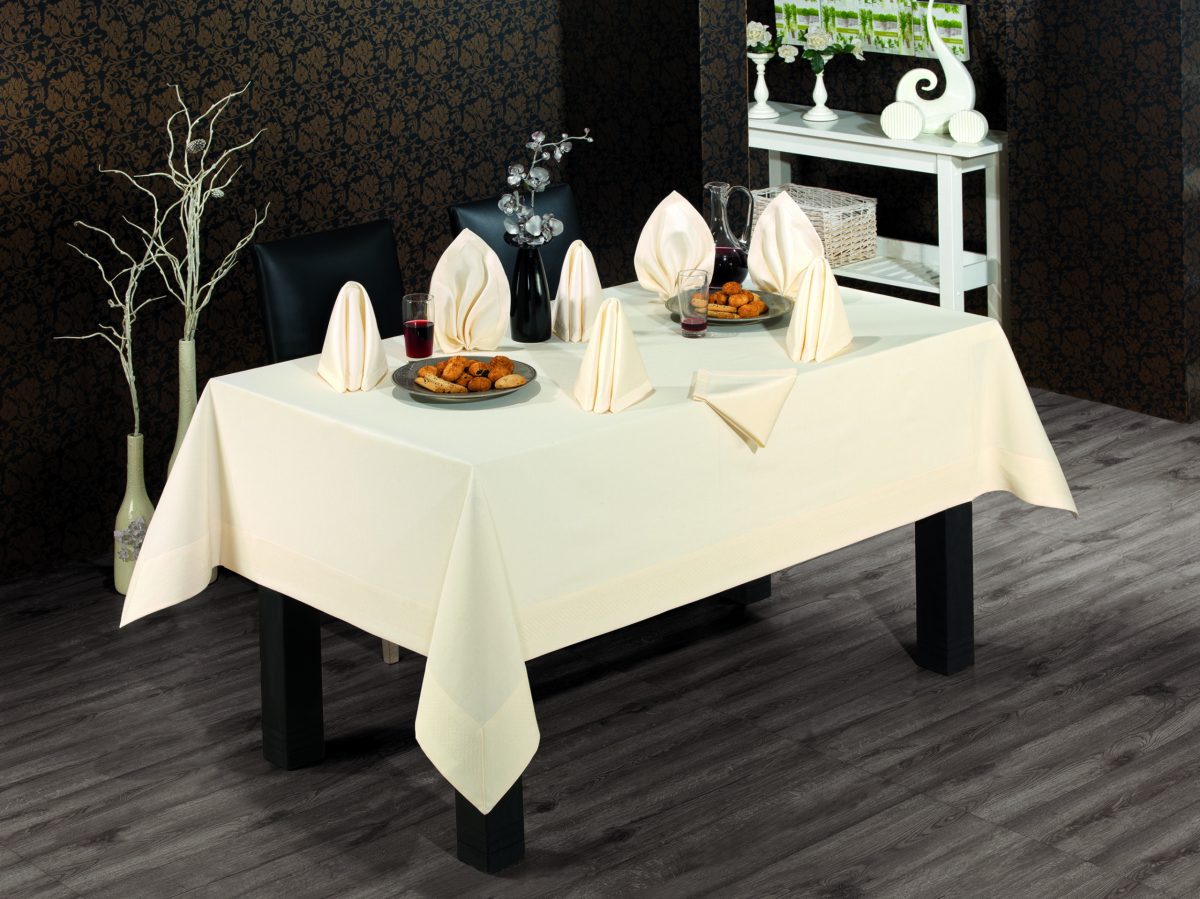 Fata de masa Honey - Crem - 160x220 cm + 8 Servetele - imagine 2