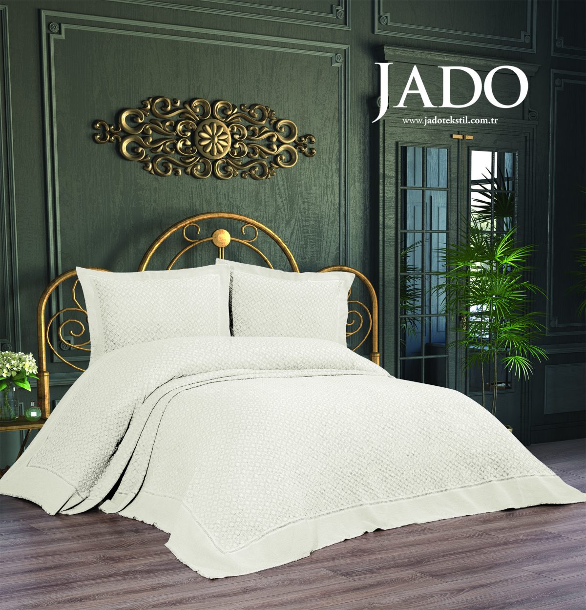 Cuvertura Pat Jado Pano Pike - Baklava - Crem - imagine 2