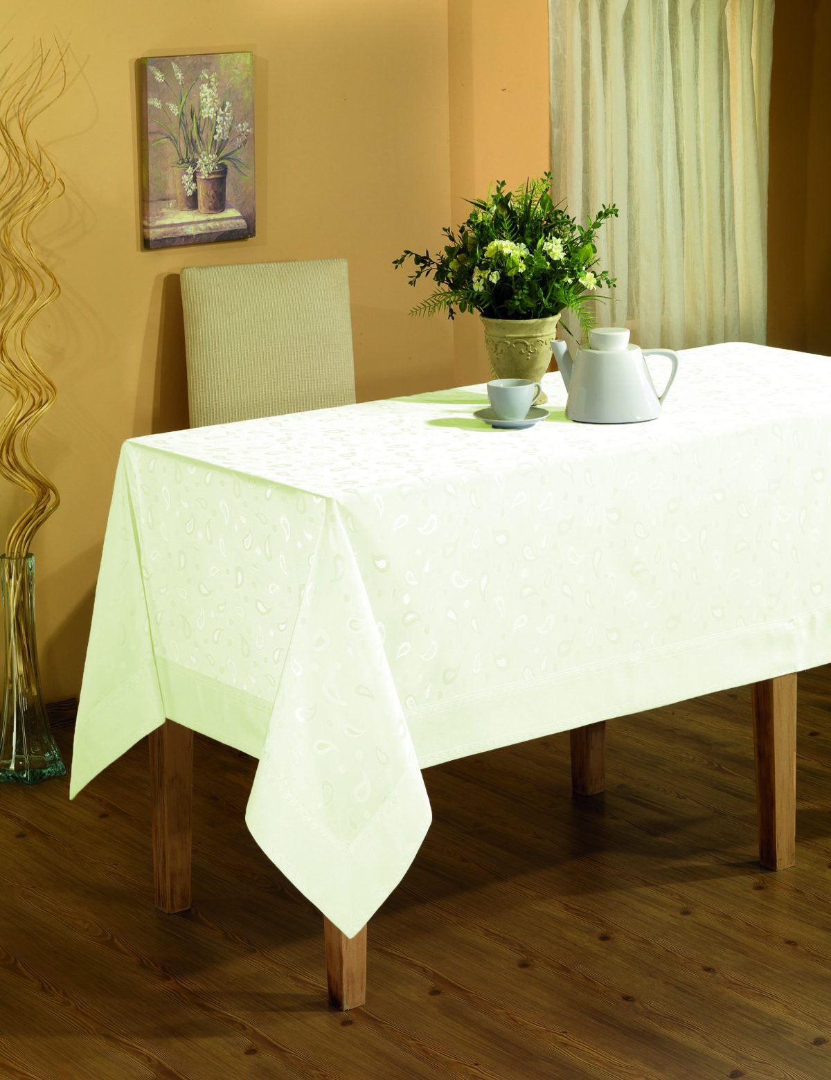 Fata de masa Jackline - cu - Bordura- Crem - 160x220 cm - imagine 2