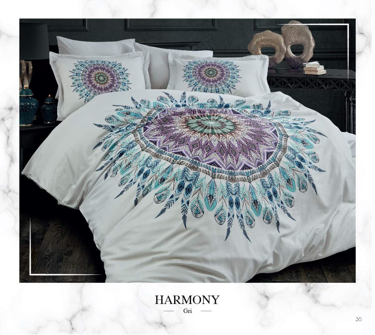 Lenjerie pat 2 persoane DANTELA Harmony 3D Gri - imagine 2