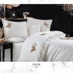 Lenjerie pat 2 persoane DANTELA Safir - krem