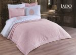 Cuvertura + Lenjerie Pat 2 Persoane cu Broderie Jado Damask - Pudra