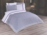 Cuvertura + Lenjerie Pat 2 Persoane cu Broderie Jado Leaf - Lila