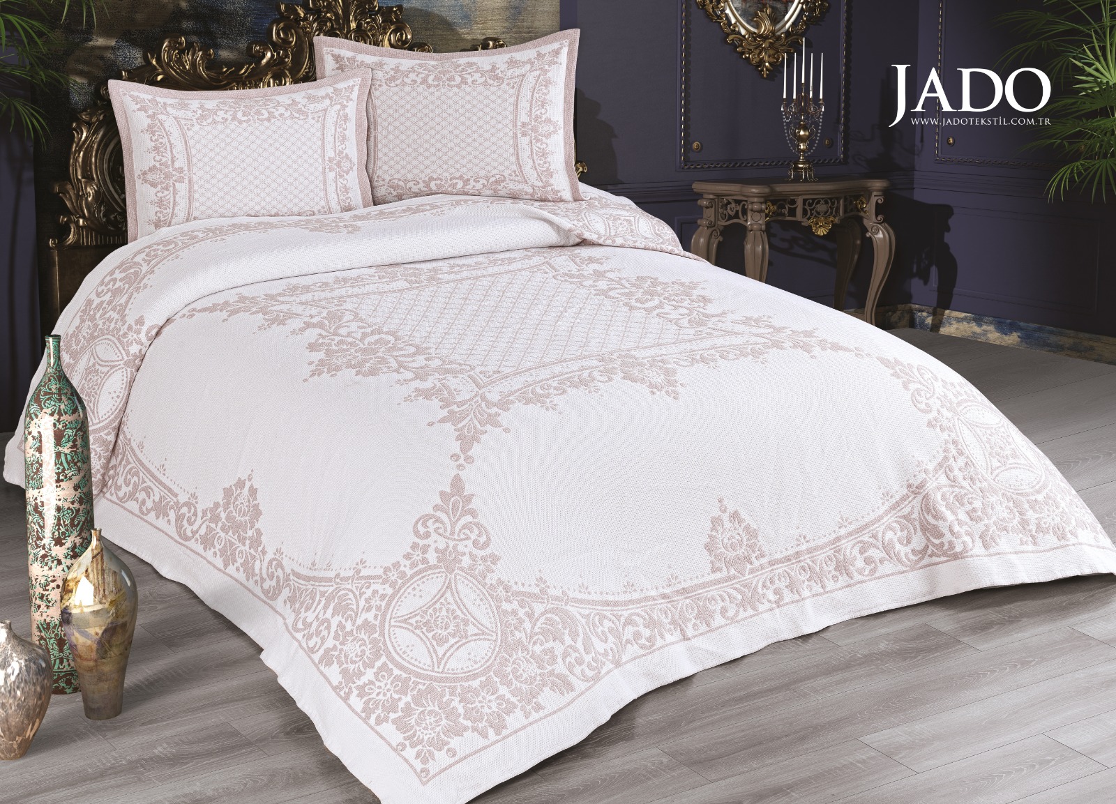 sentez-rose-beige.jpg Cuvertura Pat Polycoton ROSE - Beige - imagine 1