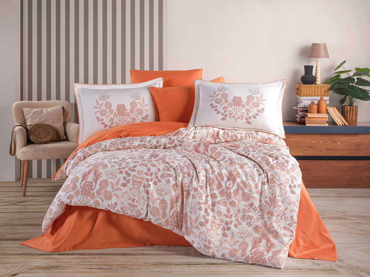 Lenjerie-Pat-2-Persoane-Hobby-Tiago-Orange Lenjerie Pat 2 Persoane Hobby Tiago - Orange - imagine 1