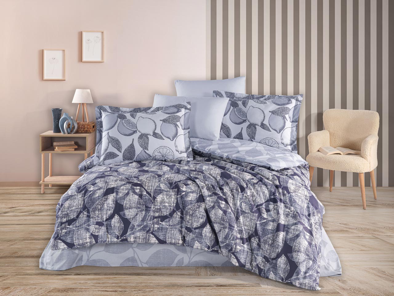 Lenjerie-Pat-2-persoane-Hobby-Calisse-Bleumarin Lenjerie Pat 2 persoane Hobby Calisse - Bleumarin - imagine 1