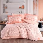 Lenjerie Pat 2 persoane Hobby Velura - Terracota