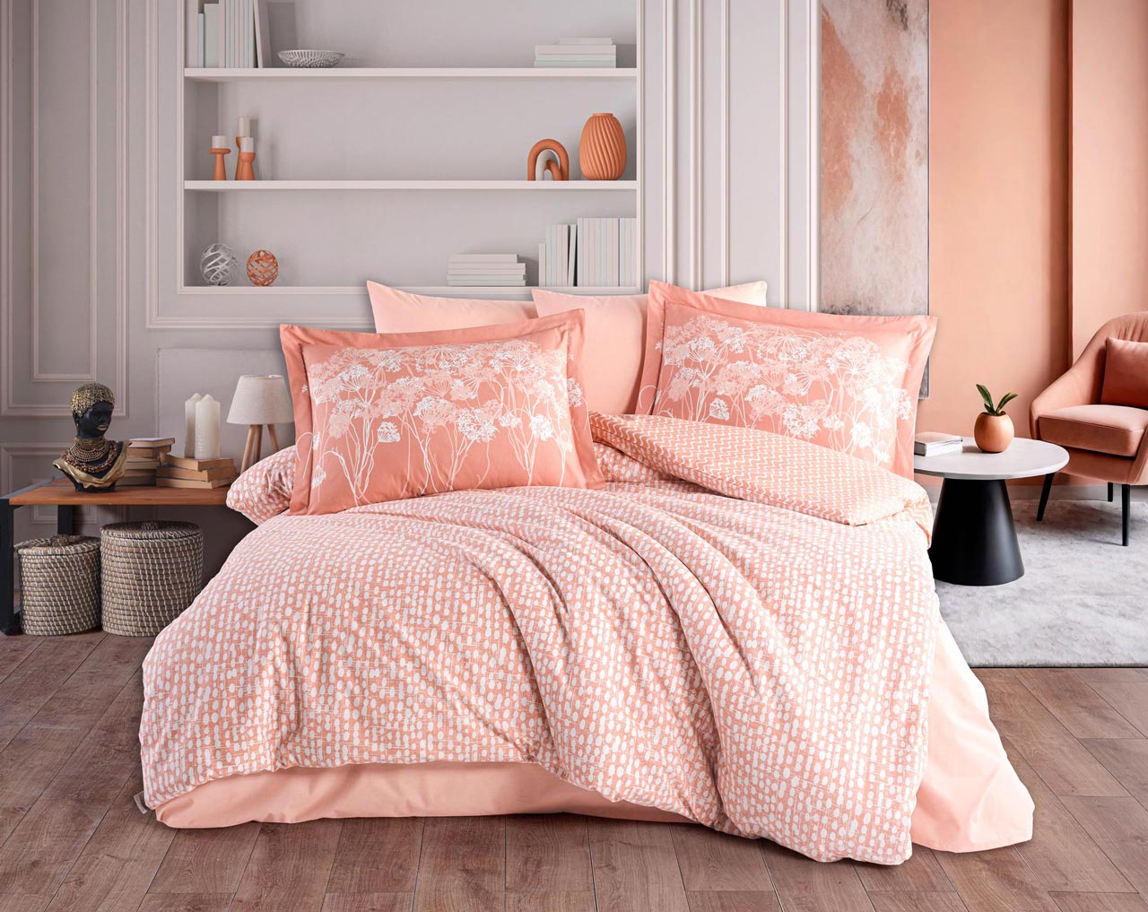Lenjerie-Pat-2-persoane-Hobby-Velura-Terracota Lenjerie Pat 2 persoane Hobby Velura - Terracota - imagine 1